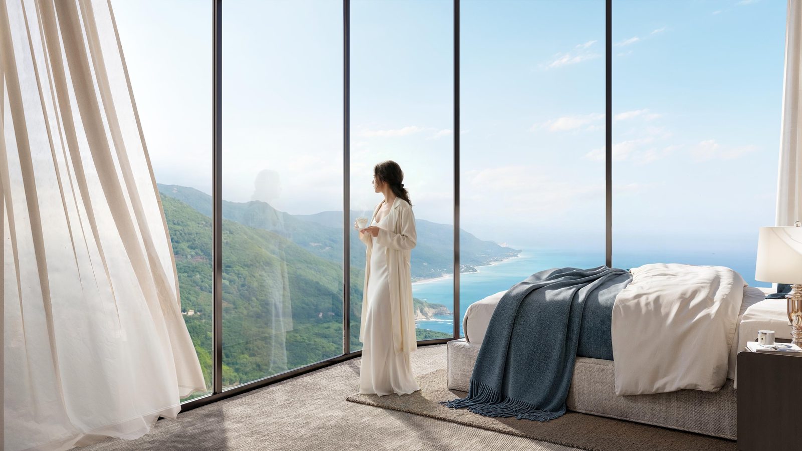 Không gian căn hộ nhìn ra vịnh Bắc Nha Trang. Với sản phẩm sở hữu có thời hạn, phần giá trị dễ kiểm chứng hơn nằm ở khai thác cho thuê.