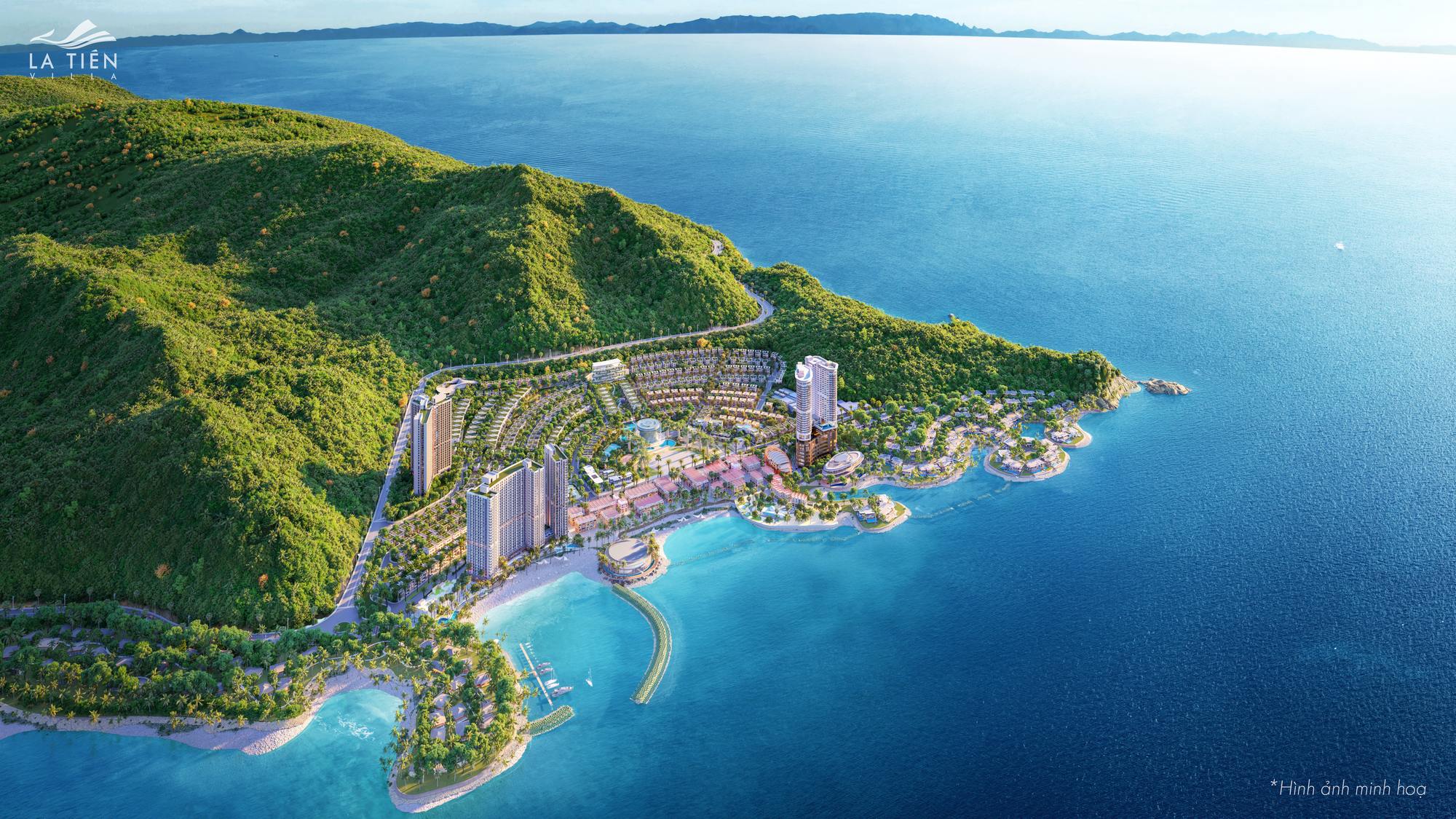 Địa thế quần thể Libera Nha Trang — lưng tựa núi Cô Tiên, mặt mở ra vịnh Bắc Nha Trang