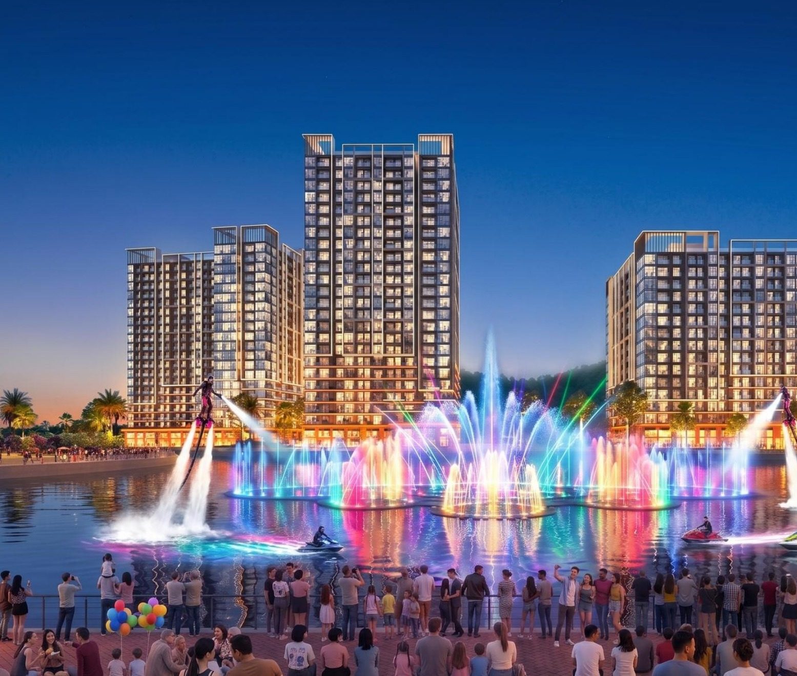 Festival Island — hồ nhạc nước, chợ nổi, phố lễ hội Charmora City