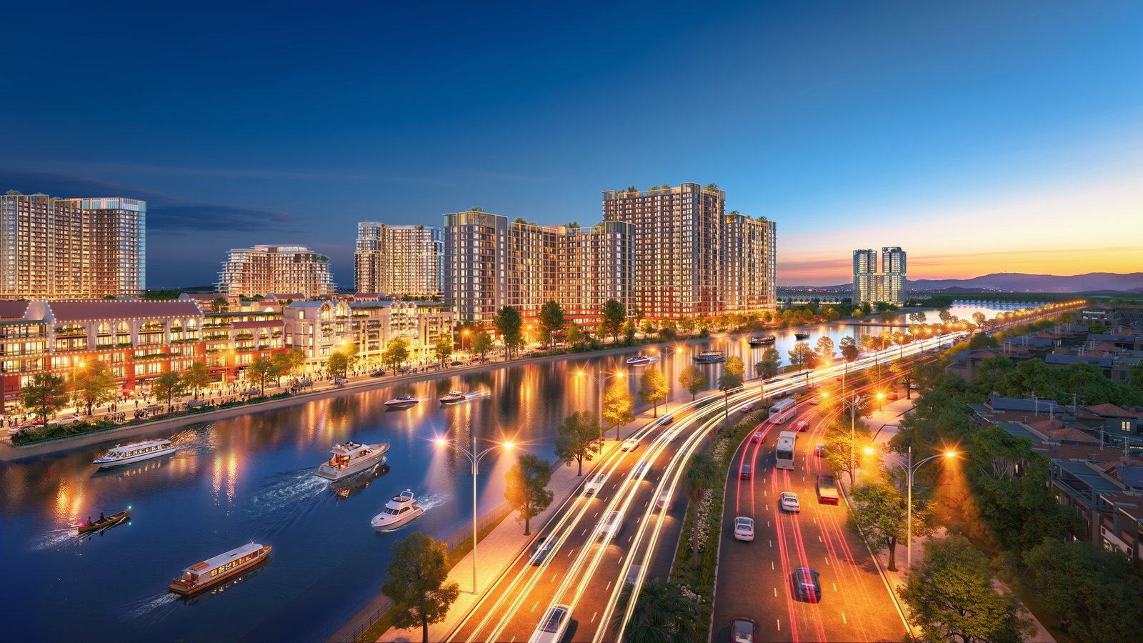 Tháp biểu tượng ven sông Charmora City