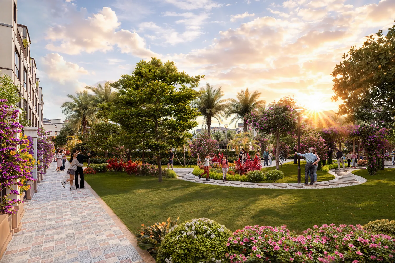 Công viên điểm nhấn Vinhomes Pearl Bay lúc nắng chiều
