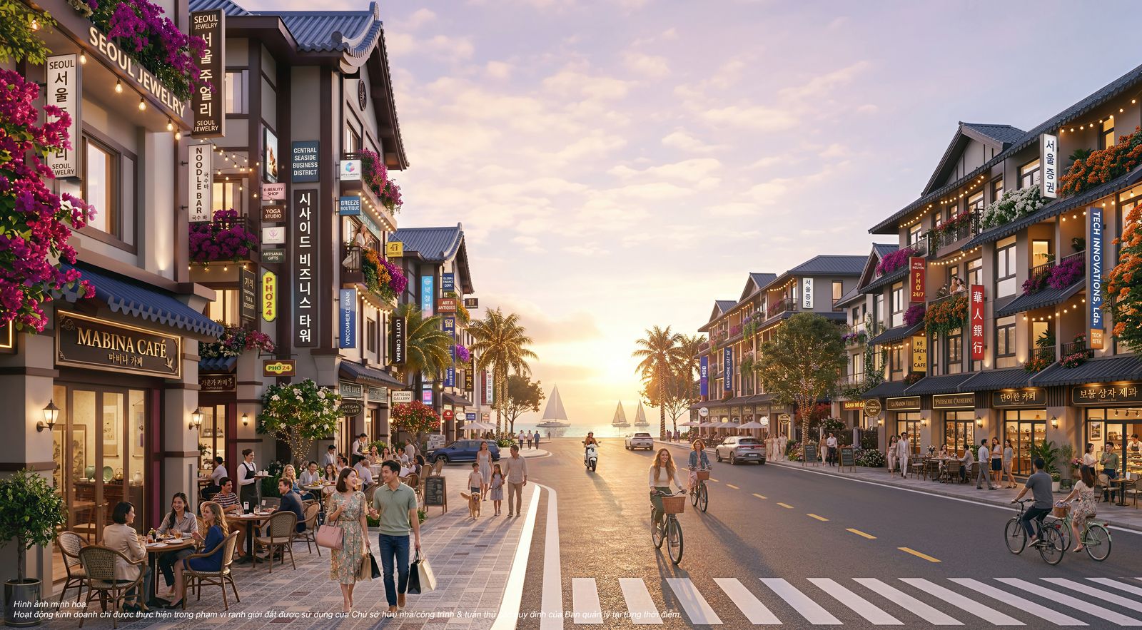 Lối ra biển giữa hai dãy phố Lam Ngọc và Hồng Ngọc