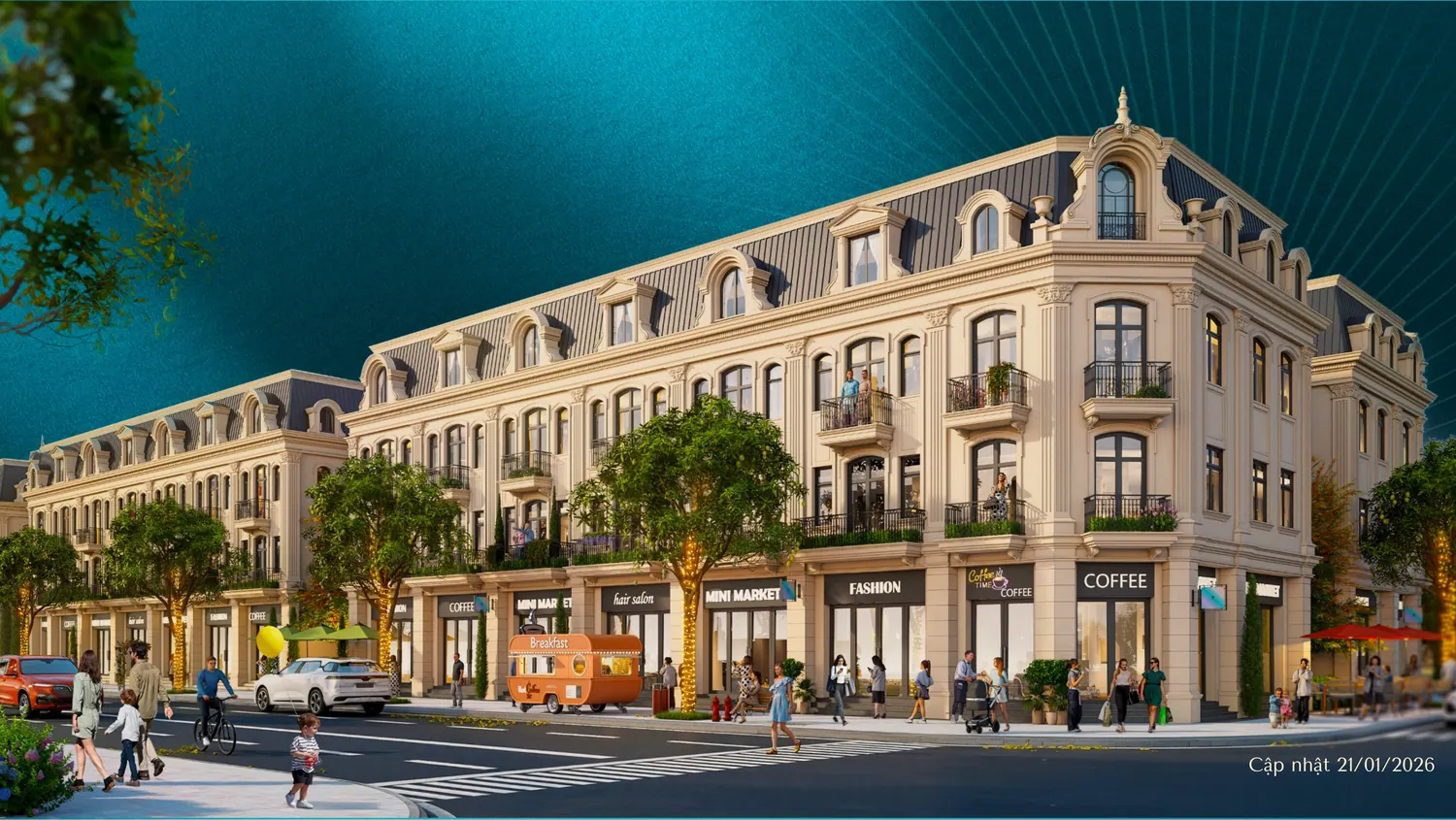 Phối cảnh căn góc Vinhomes Pearl Bay với hai mặt tiền