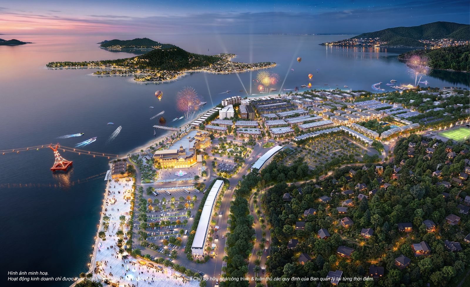 Toàn cảnh Vinhomes Pearl Bay lên đèn buổi tối